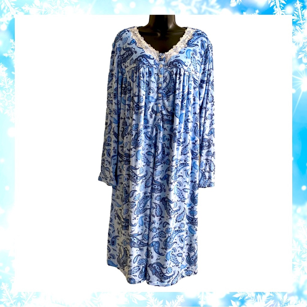 Pretty Blue Nightgown * Size 2X* Soft Velvety Material